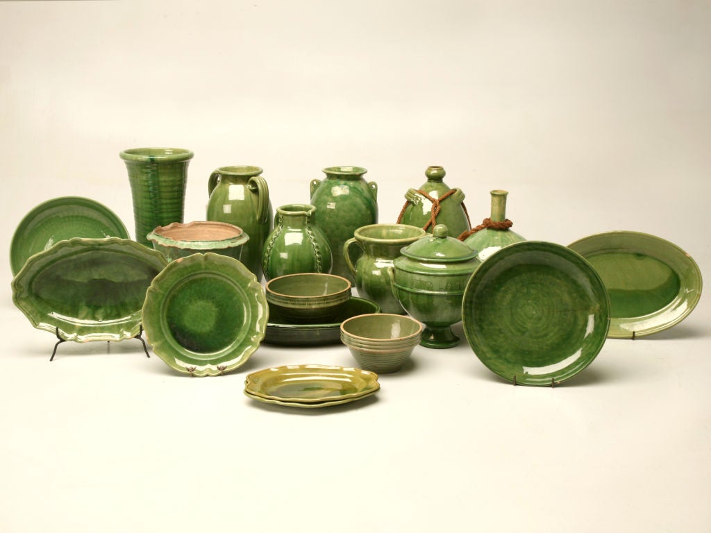 c.1900 Handmade French Green Earthenware Urn 7