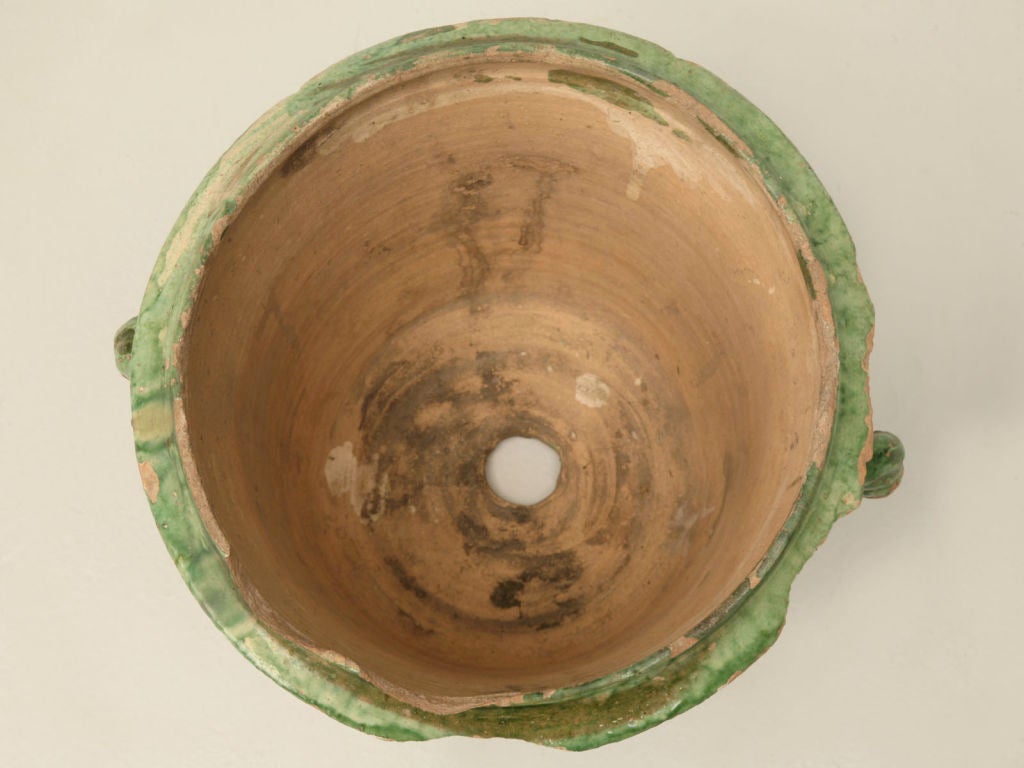 c.1900 Handmade French Green Earthenware Urn 6