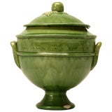 c.1940 French Green Earthenware Urn/Tureen