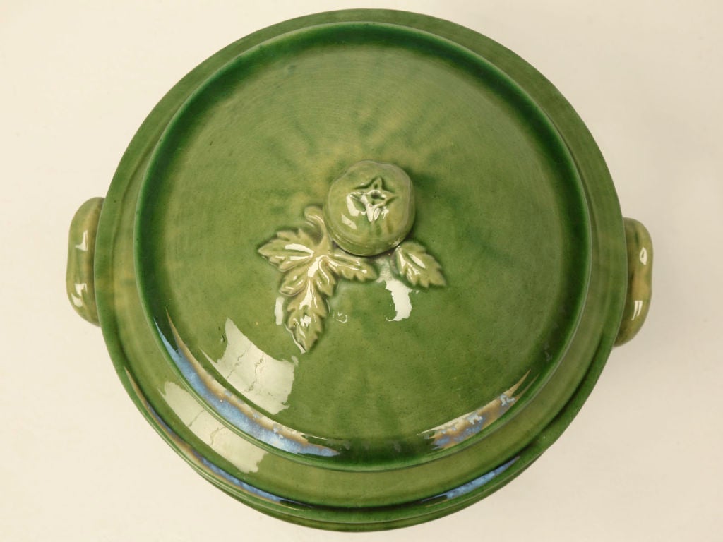 c.1940 French Green Earthenware Urn/Tureen