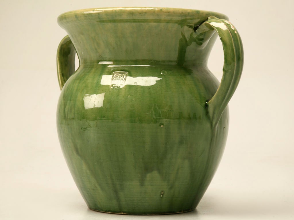 c.1940 French Green Earthenware Vase