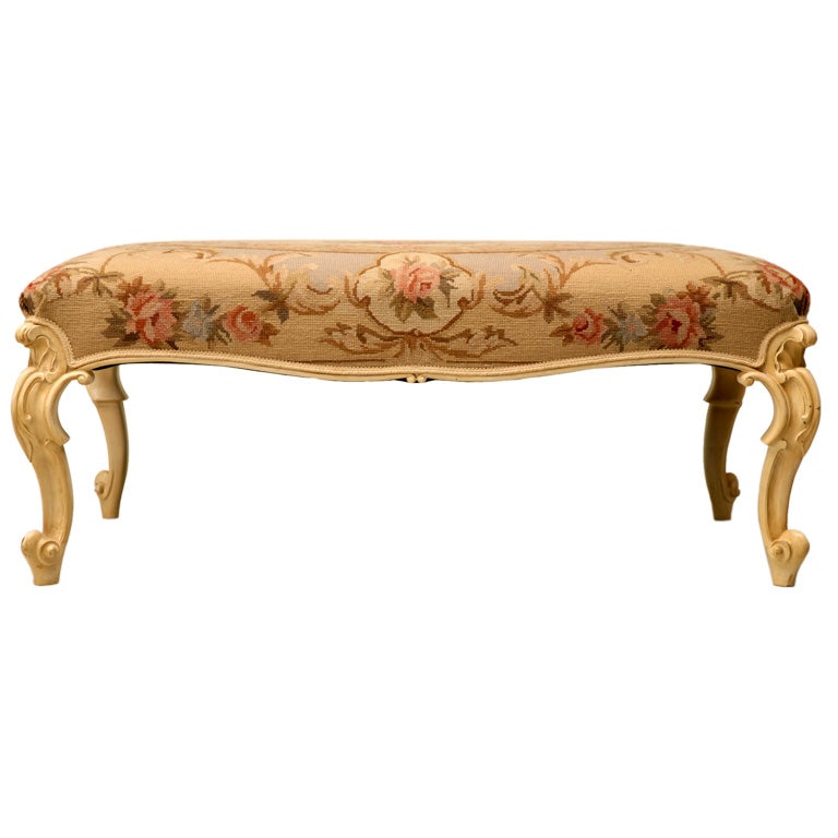 Breathtaking French Louis XV Style Needlepoint Ottoman at 1stDibs