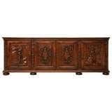 Stellar Vintage Spanish Figural Mahogany Buffet sculpté à la main