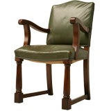 c.1920 English Oak Library Chair w/Arms
