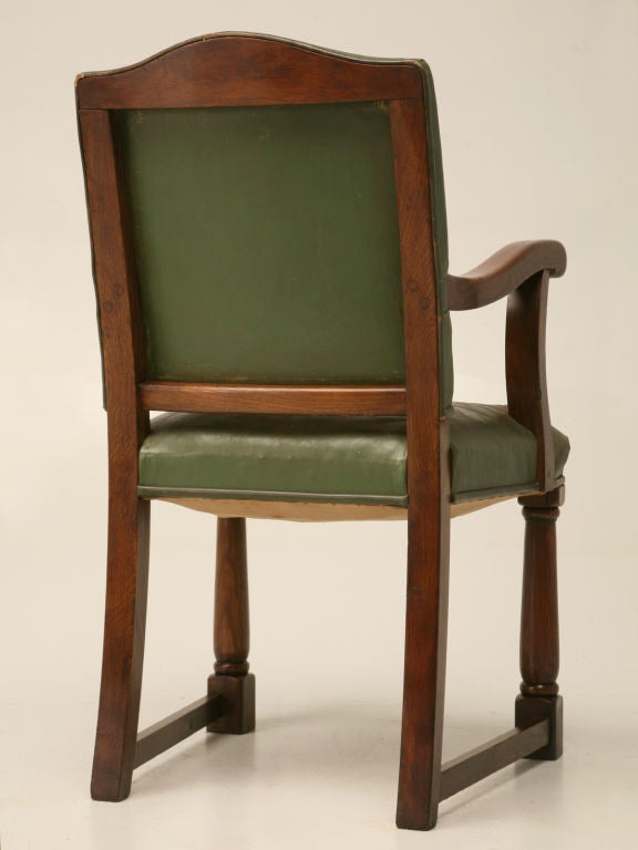 c.1920 English Oak Library Chair w/Arms 4