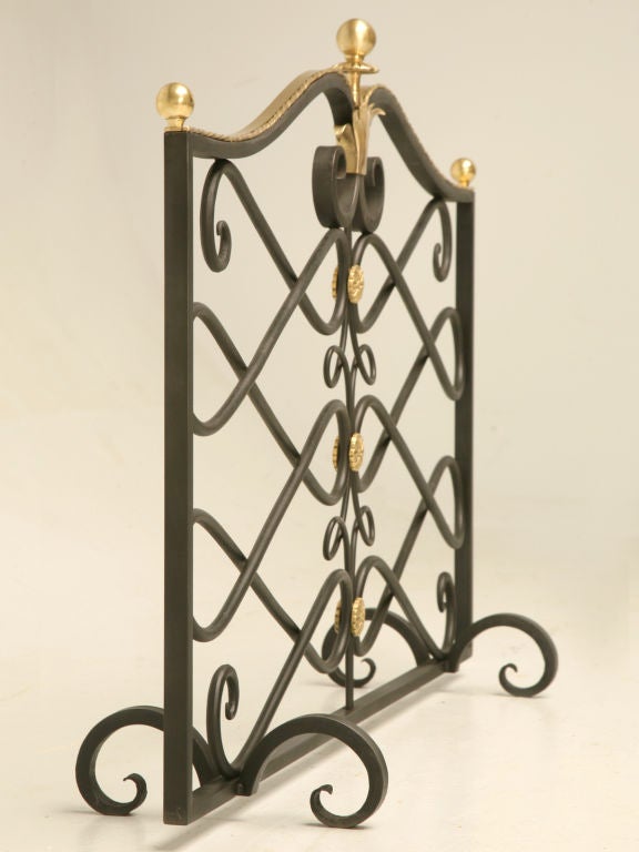 Metal G. Poillerat Style Handmade Fire Screen Available in Any Size For Sale