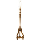 c.1920 French Hand-Carved Gilt Wood Floor lamp