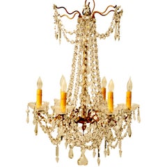c.1940 French Baccarat Style 6 Light Crystal Chandelier