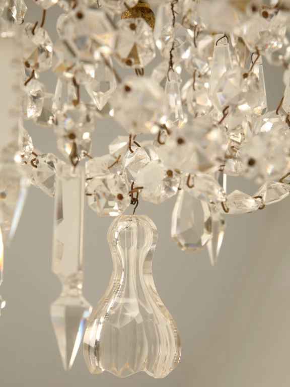 c.1940 French Baccarat Style 6 Light Crystal Chandelier 3