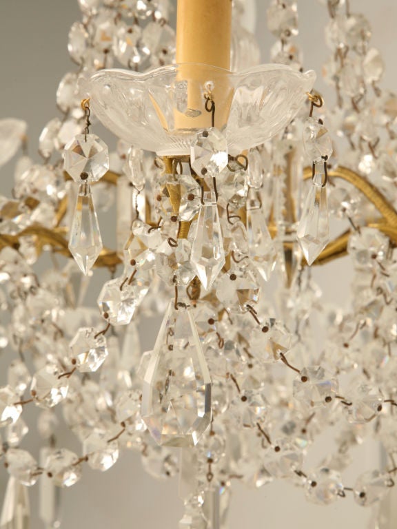 Mid-20th Century c.1940 French Baccarat Style 6 Light Crystal Chandelier