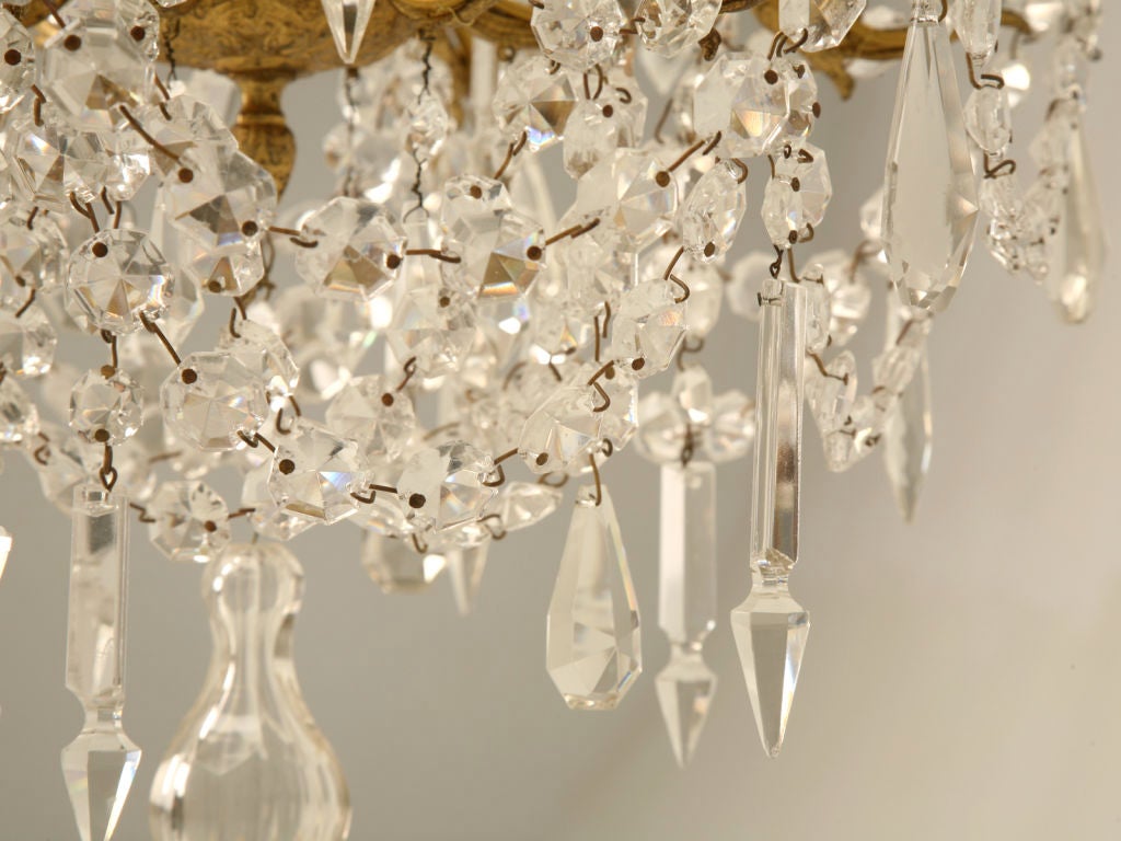 c.1940 French Baccarat Style 6 Light Crystal Chandelier 1