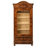 c.1860 Louis Philippe Book-Matched Burled Walnut Bibliotheque