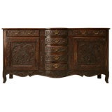 c.1870 French Hand-Carved Oak Louis XV Buffet
