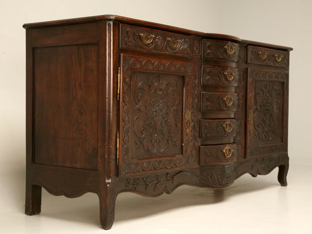 c.1870 French Hand-Carved Oak Louis XV Buffet