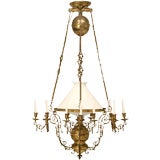 c.1880 Electrified French Brass Gas Fixture