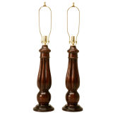 c.1920 Pair of English Mahogany Table Lamps