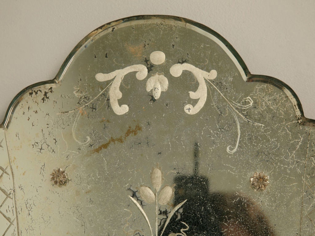 c.1900 Pair of Venetian Hand-Etched Mirrored Candle Sconces