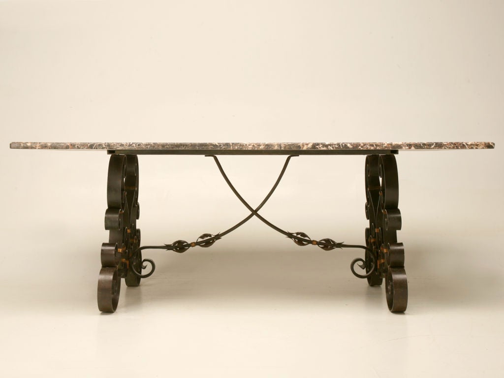 Absolutely Incredible Antique Italian Marble & Iron Dining Table 2