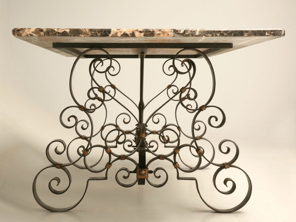 Absolutely Incredible Antique Italian Marble & Iron Dining Table 3