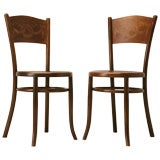 Vintage c.1930 Pair of "Fischel" Bentwood Bistro Chairs