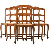 c.1940 Set of 6 French Cherry Ladderback Dining Chairs