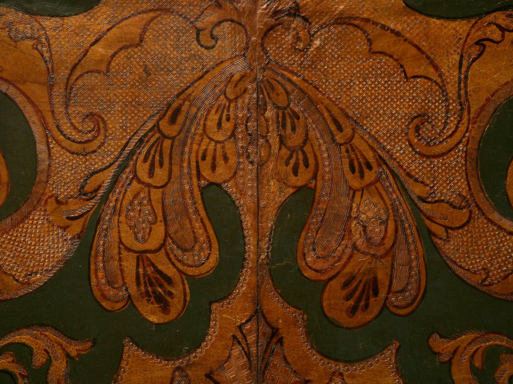c.1700's Mechelen Gilt, Tooled & Painted Cordwain Folding Screen 1