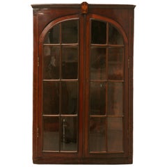 Antique English Georgian Mahogany Glazed Corner Cabinet