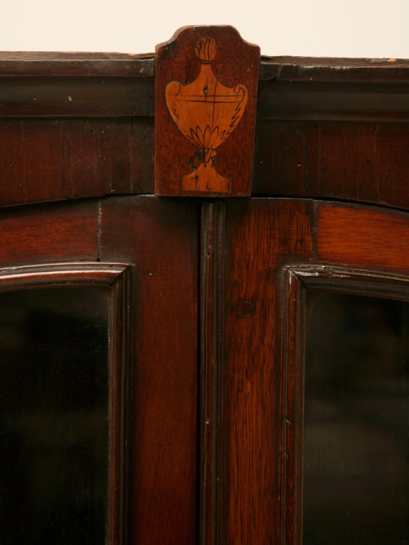 Sheraton Antique English Georgian Mahogany Glazed Corner Cabinet