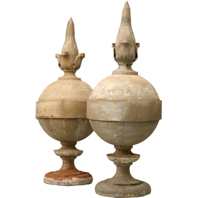 Pair of Large Architectural Roof-Top Sphere-Form Finials