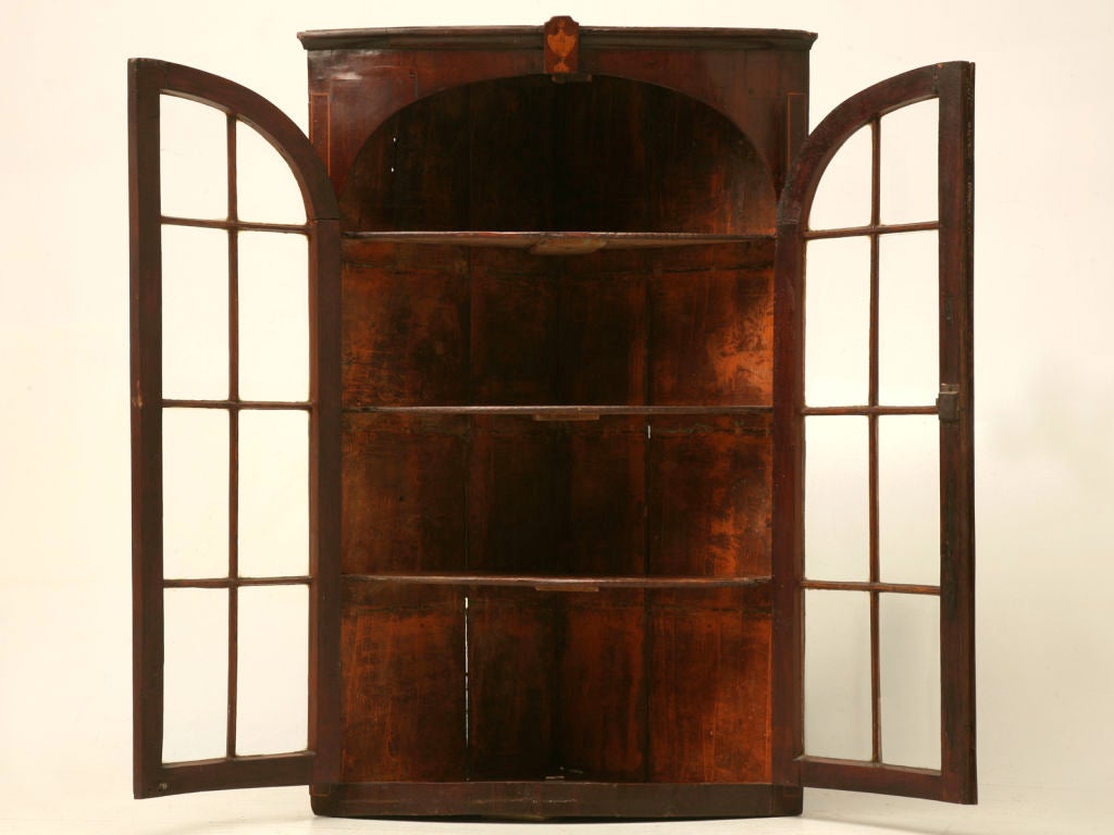Antique English Georgian Mahogany Glazed Corner Cabinet 2