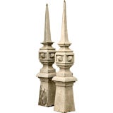 Antique Pair of Zinc Architectural Roof-Top Spire-Form Finials