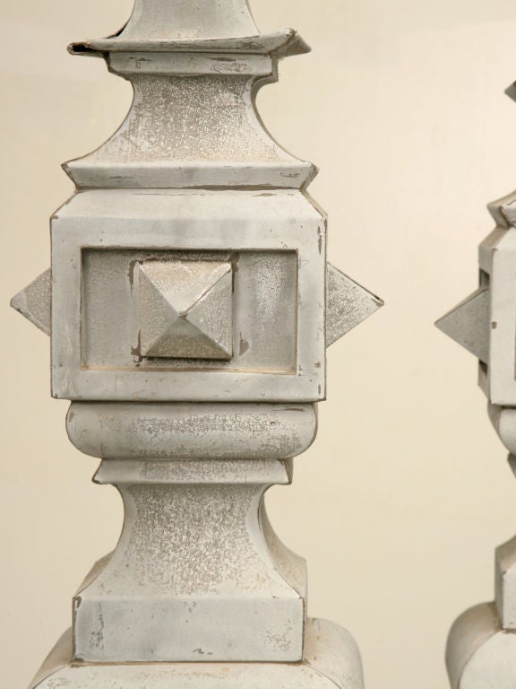 19th Century Pair of Zinc Architectural Roof-Top Spire-Form Finials