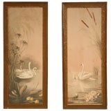 c.1890 Pair of French Vertical Framed Watercolors
