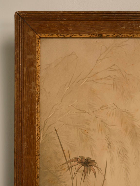 c.1890 Pair of French Vertical Framed Watercolors