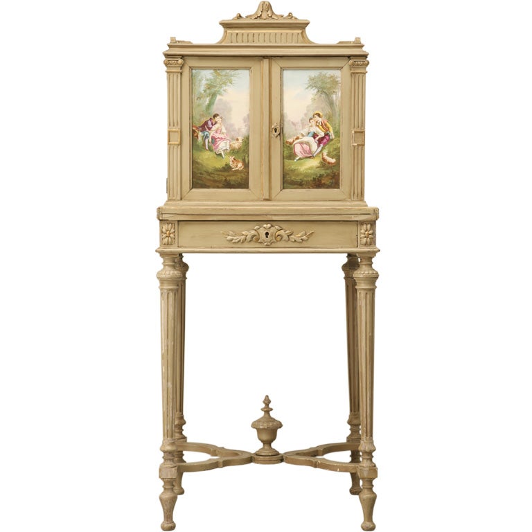 Petite Painted Antique French Louis XVI Ladies Secretary