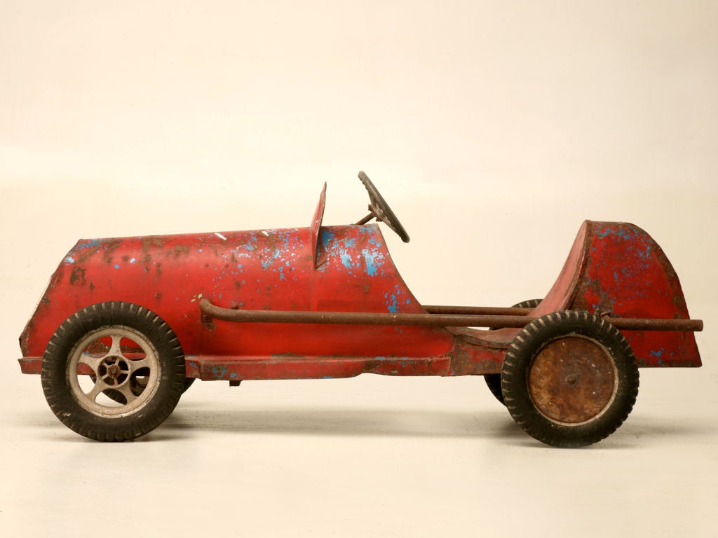 Steel Vintage French Boat-Tailed Pedal Car