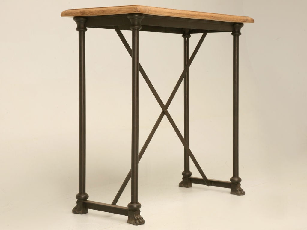 French Rift White Oak and Steel Console Table