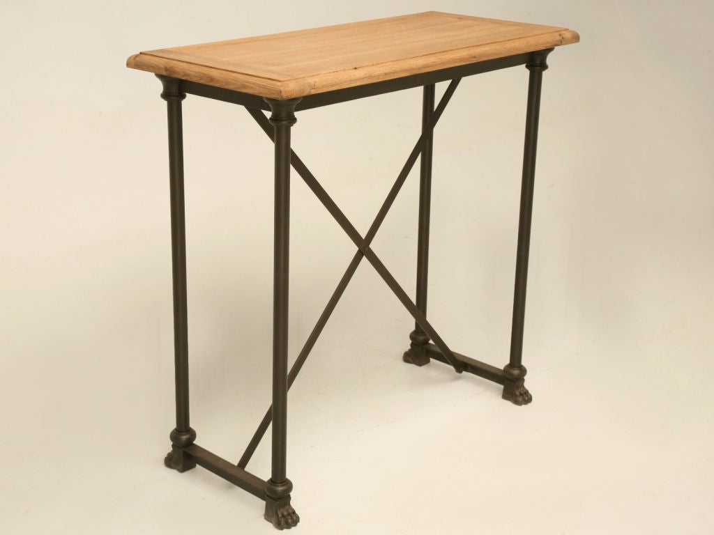 Industrial French Rift White Oak and Steel Console Table