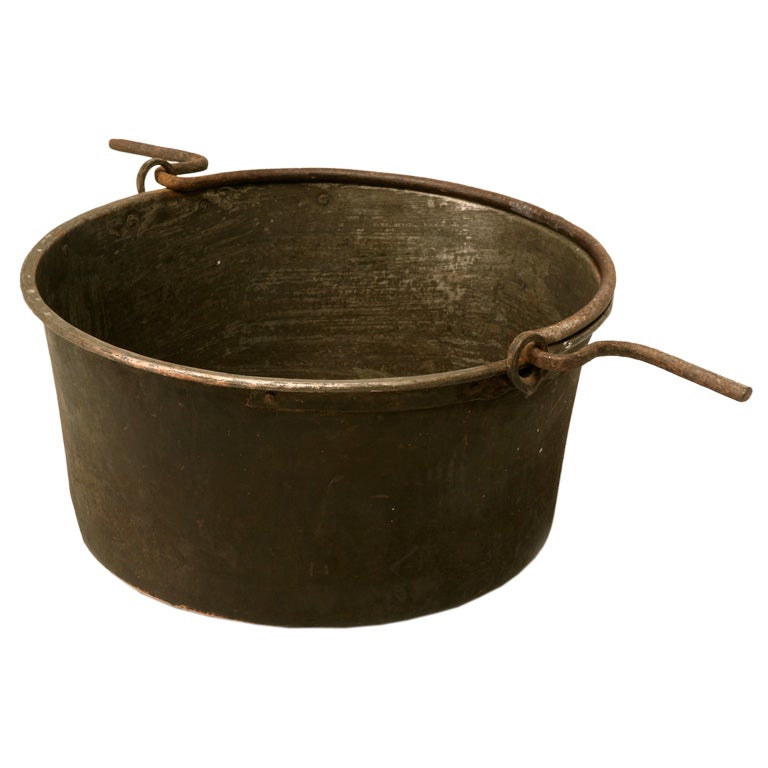 c. 1840 Large Handmade French Copper Cauldron