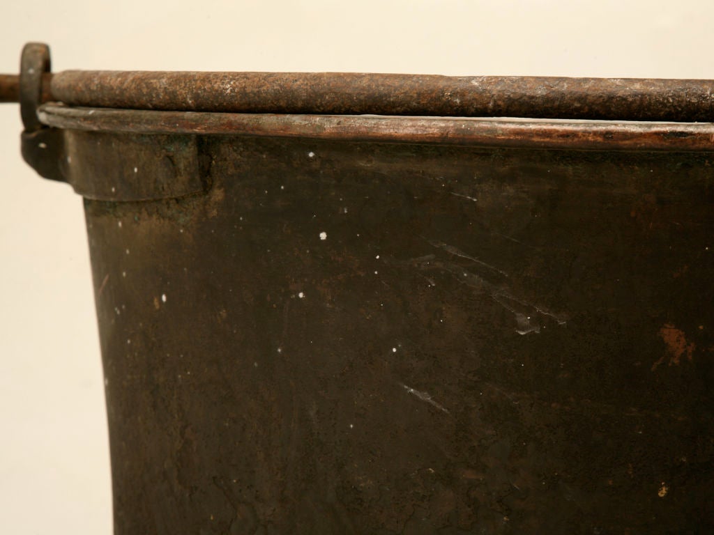 c. 1840 Large Handmade French Copper Cauldron 1