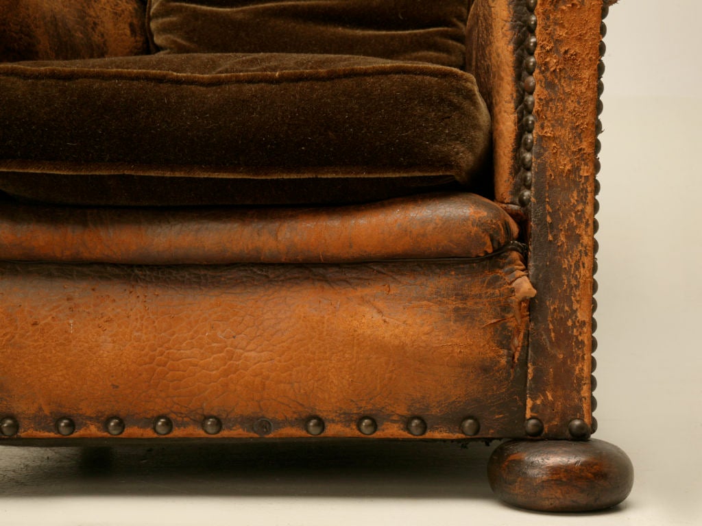 c.1920 Original French Leather Wing-Back Club Chair 2
