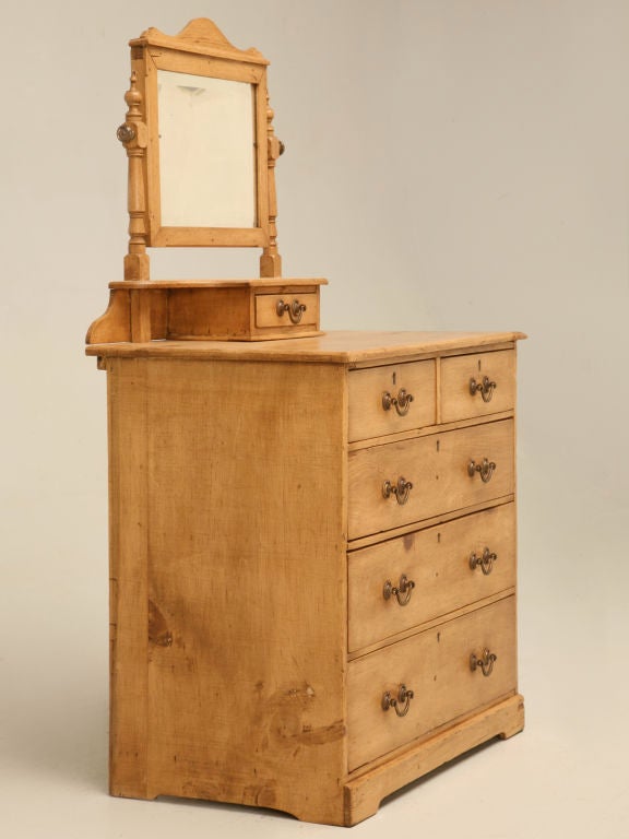 Child-size antique English pine dresser with beveled mirror and hand-dovetailed drawers-- from 