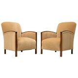 Pair of French 40's Mohair Club Chairs