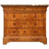 c.1875 French Book-matched Burled Elm Louis Philippe Commode