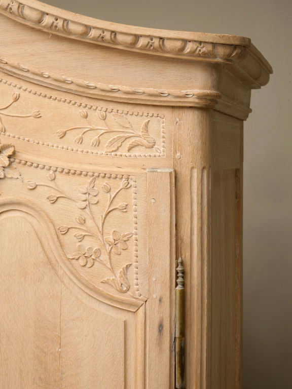 19th Century c.1860-1880 French Limed Oak Wedding Armoire