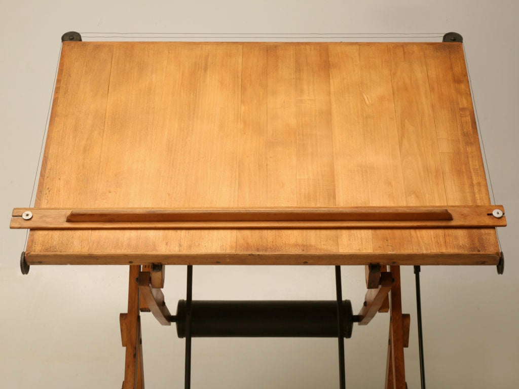 Wood c.1930 Vintage French Architect's Drafting Table