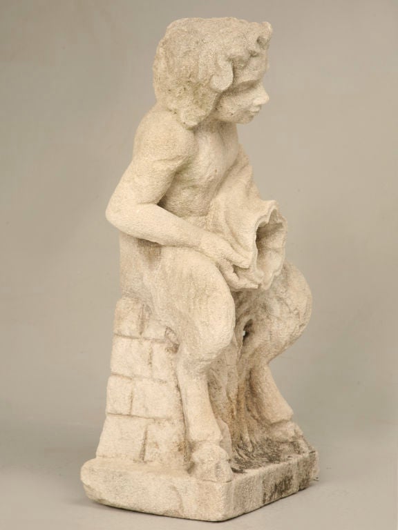 c.1880 English Carved Stone Mythological Pan Garden Statue