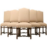 c.1890 Set of Six Restored French Oak Os de Mouton Side-Chairs