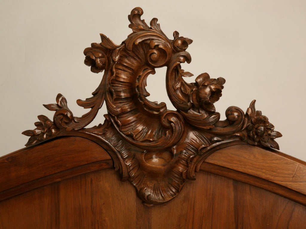 19th Century c.1890 French Walnut Rococo Style Bed