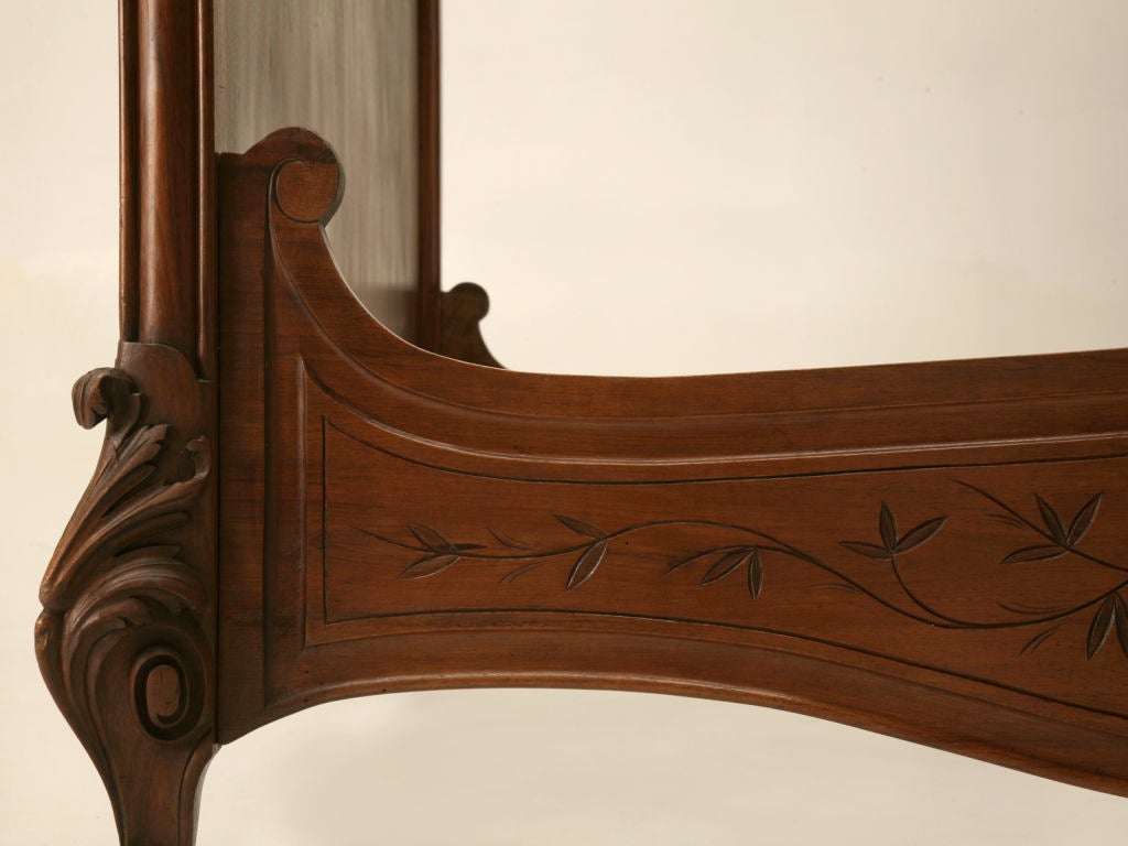c.1890 French Walnut Rococo Style Bed 3